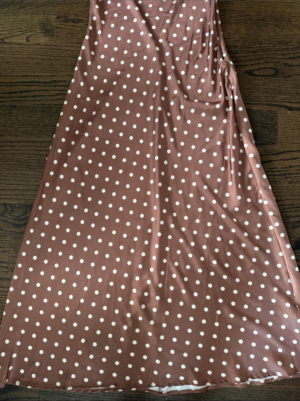 Brown Polka Dot Cowl Neck Midi Dress - Picture 14 of 15